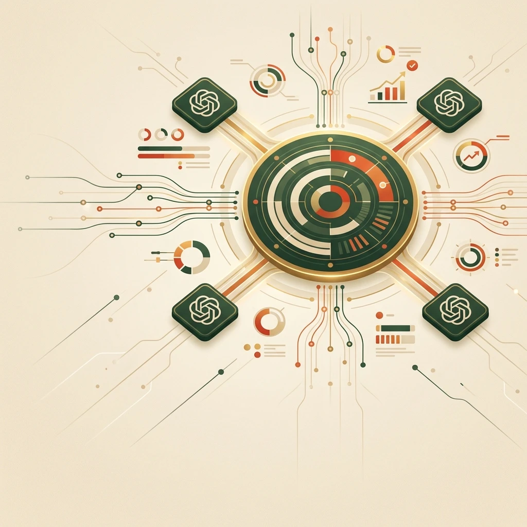 Dashboard showing AI visibility metrics and KPI tracking charts