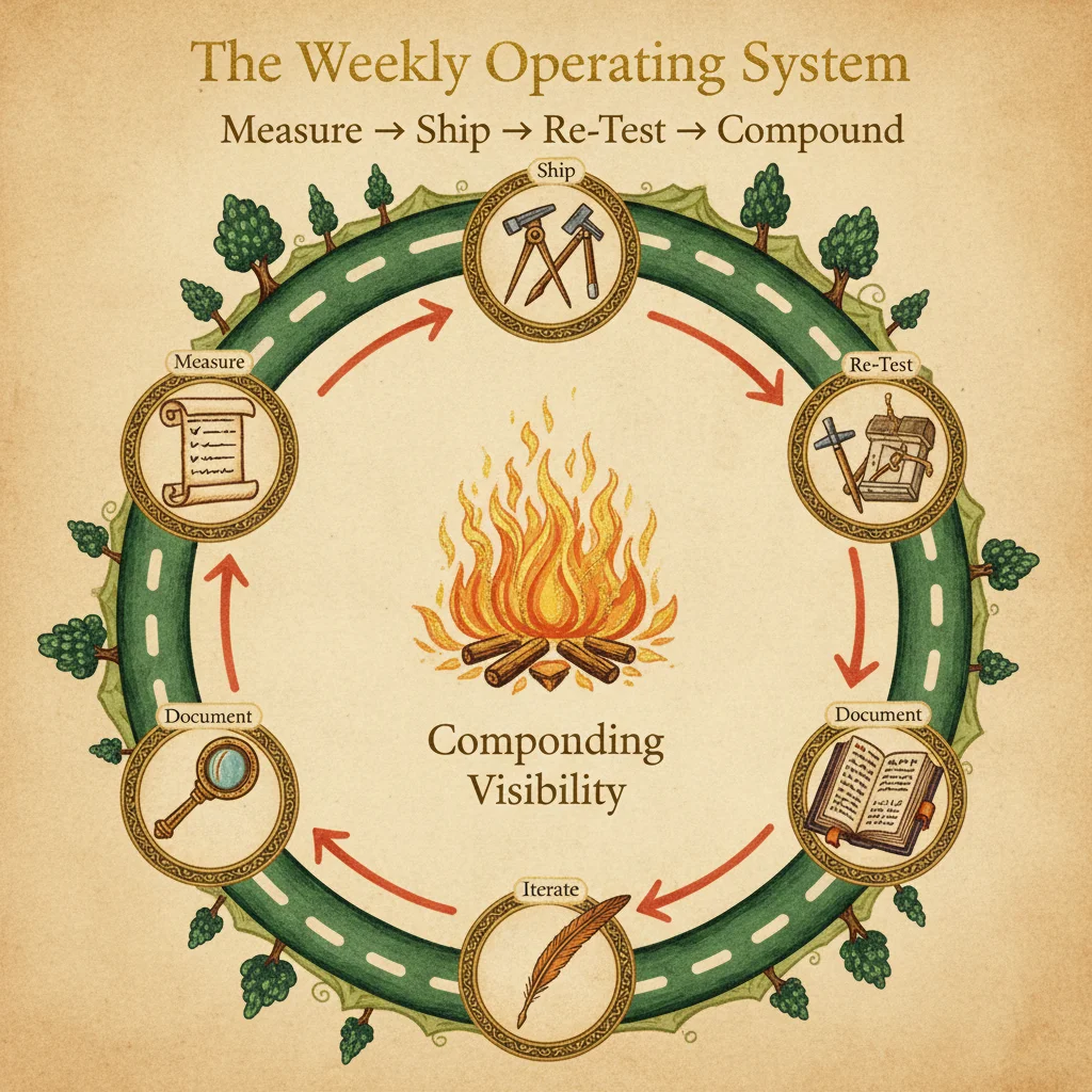Weekly operating system diagram showing the continuous improvement loop